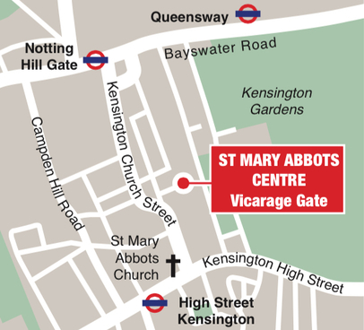 Map showing St Mary Abbots Centre in Kensington