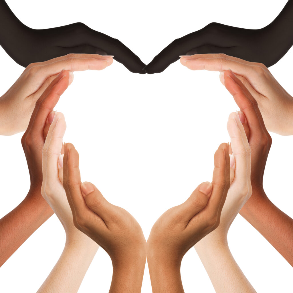 Hands in heart shape - multiethnic